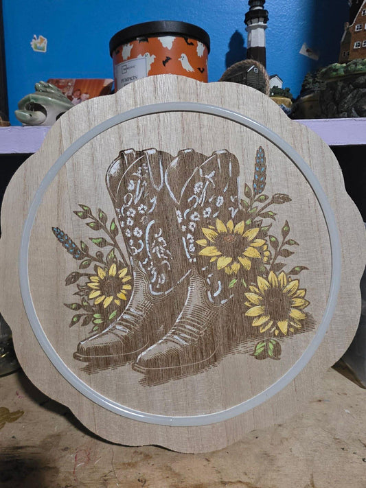 Boots and sunflower